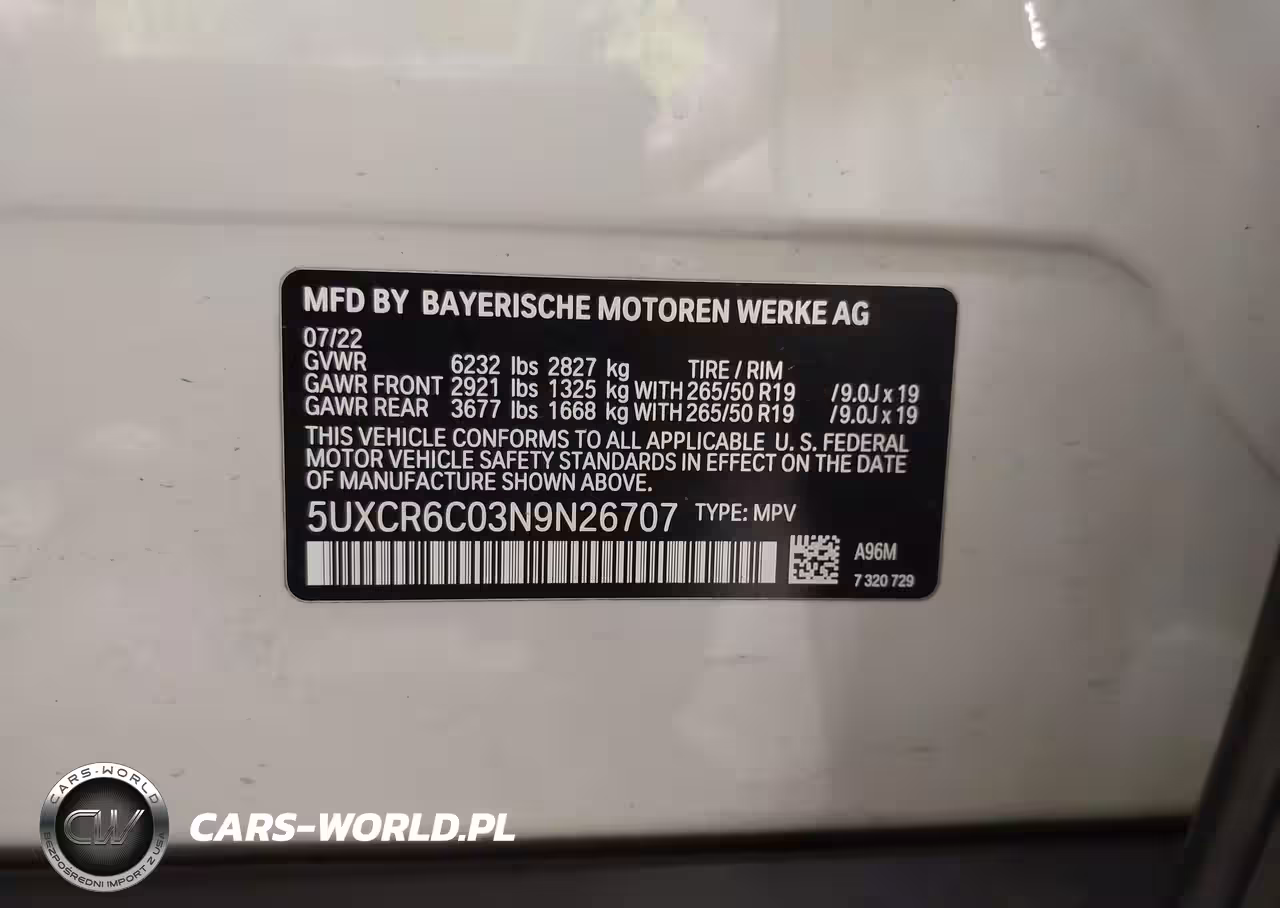 2022 BMW X5 xDrive40I VIN:5UXCR6C03N9N26707 - 9