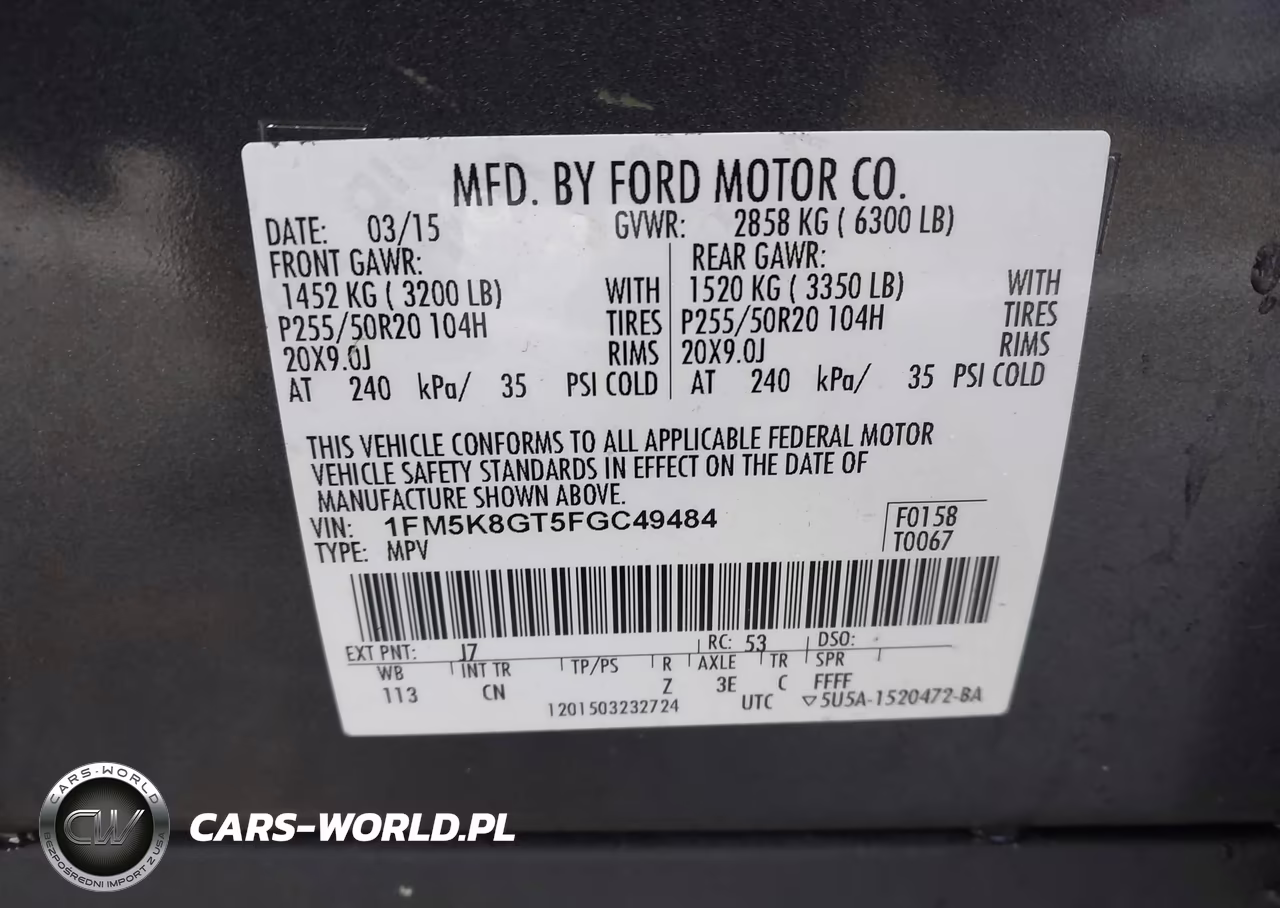 2015 Ford Explorer Sport VIN:1FM5K8GT5FGC49484 - 9