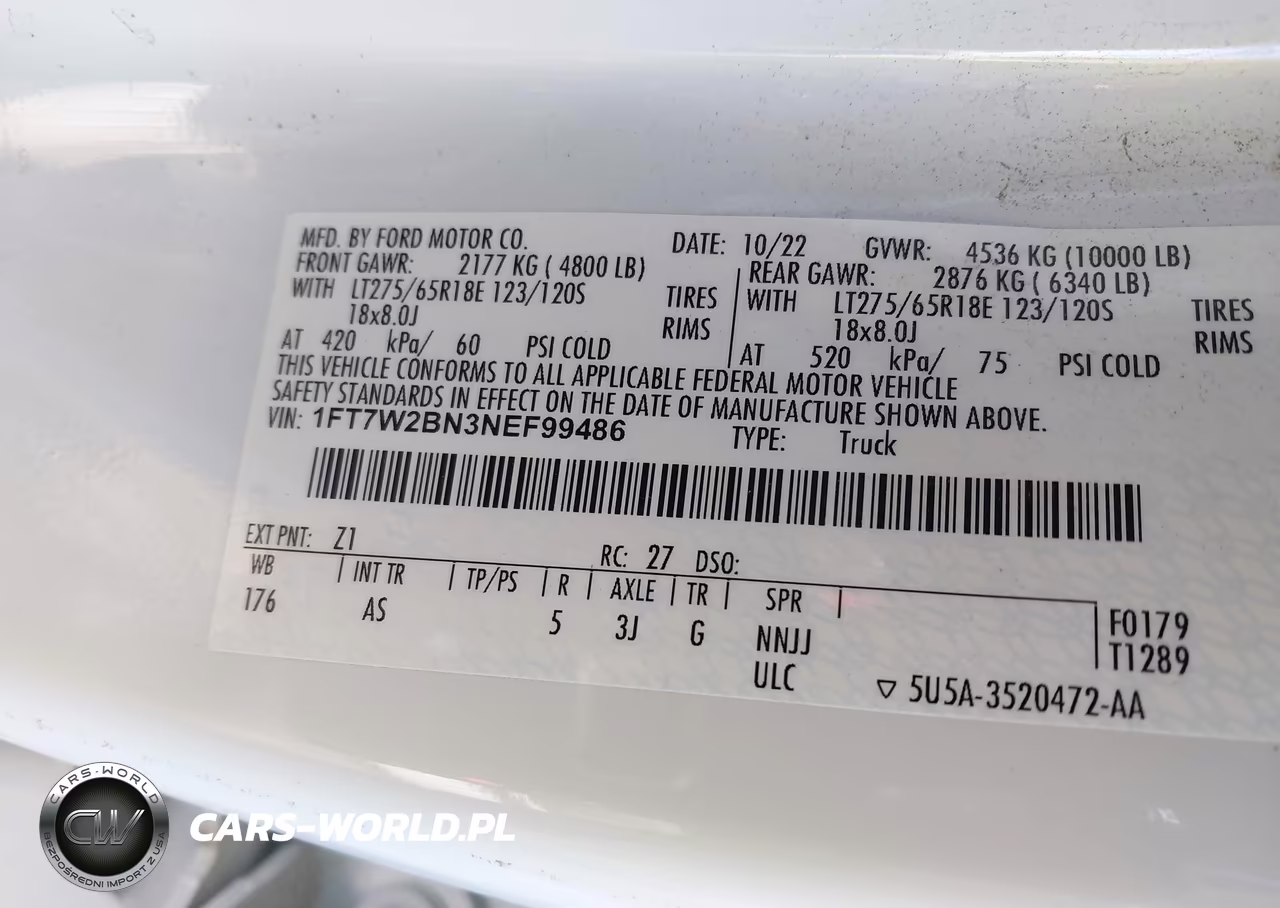 2022 Ford F-250 Xl VIN:1FT7W2BN3NEF99486 - 9