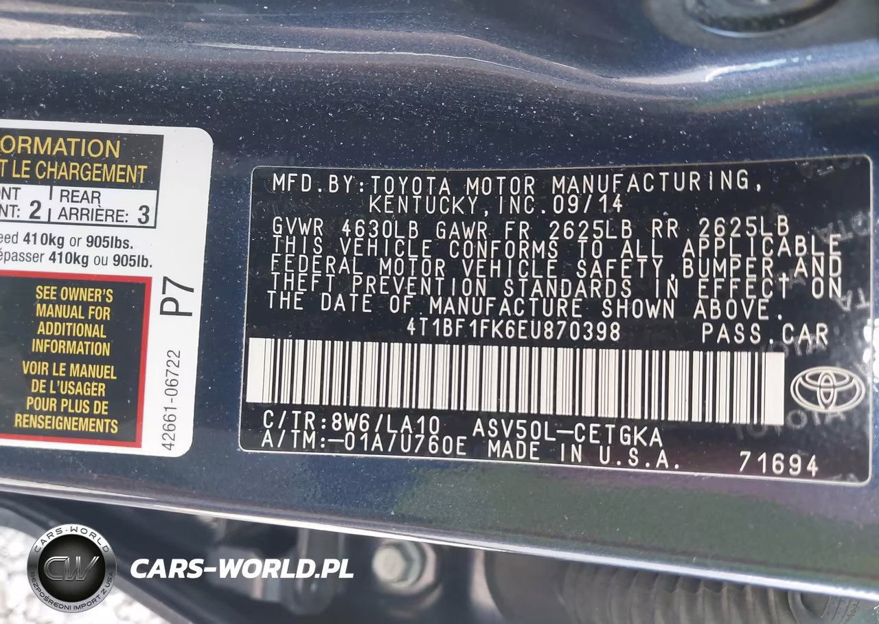 2014 Toyota Camry Xle VIN:4T1BF1FK6EU870398 - 9