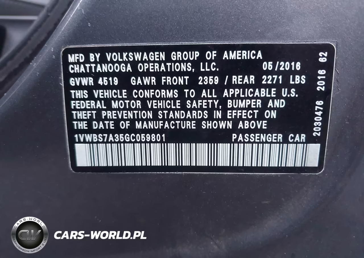 2016 Volkswagen Passat 1.8T Se VIN:1VWBS7A35GC059801 - 9