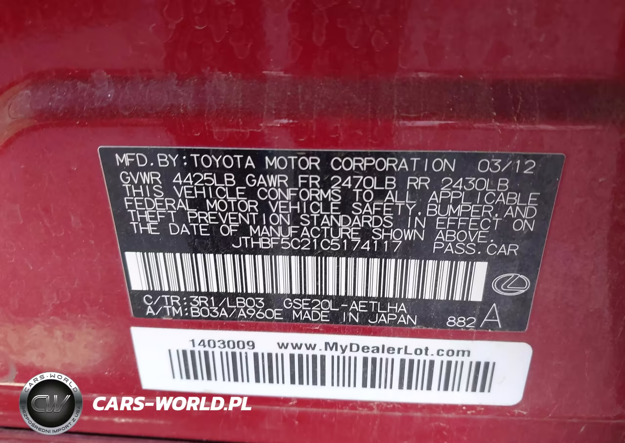 2012 Lexus Is 250 VIN:JTHBF5C21C5174117 - 9