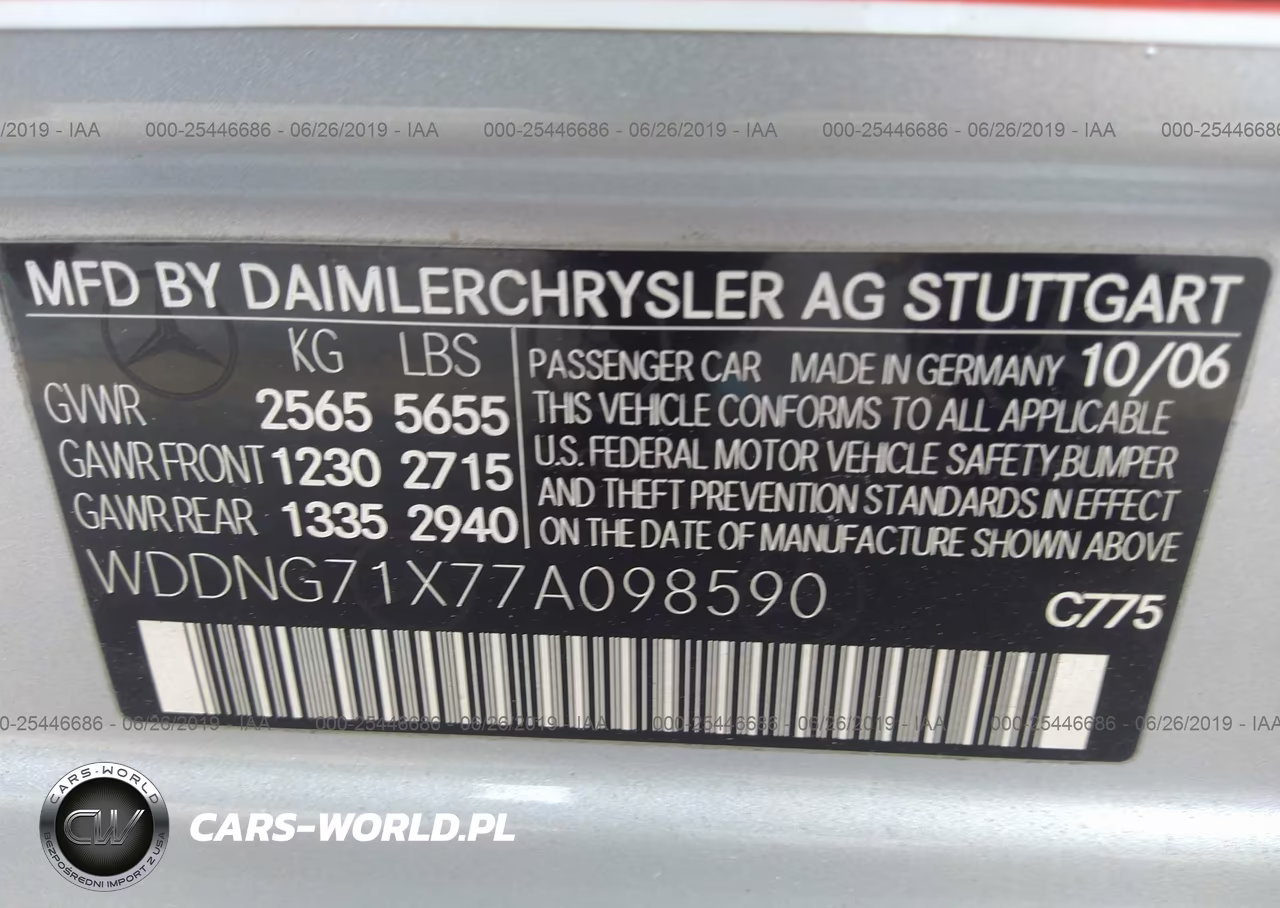 2007 Mercedes-Benz S 550 VIN:WDDNG71X77A098590 - 9