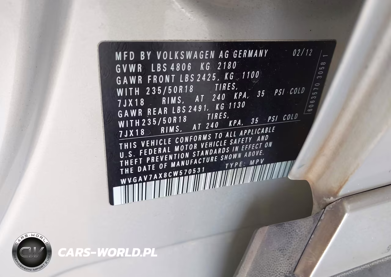 2012 Volkswagen Tiguan Se VIN:WVGAV7AX8CW570531 - 9