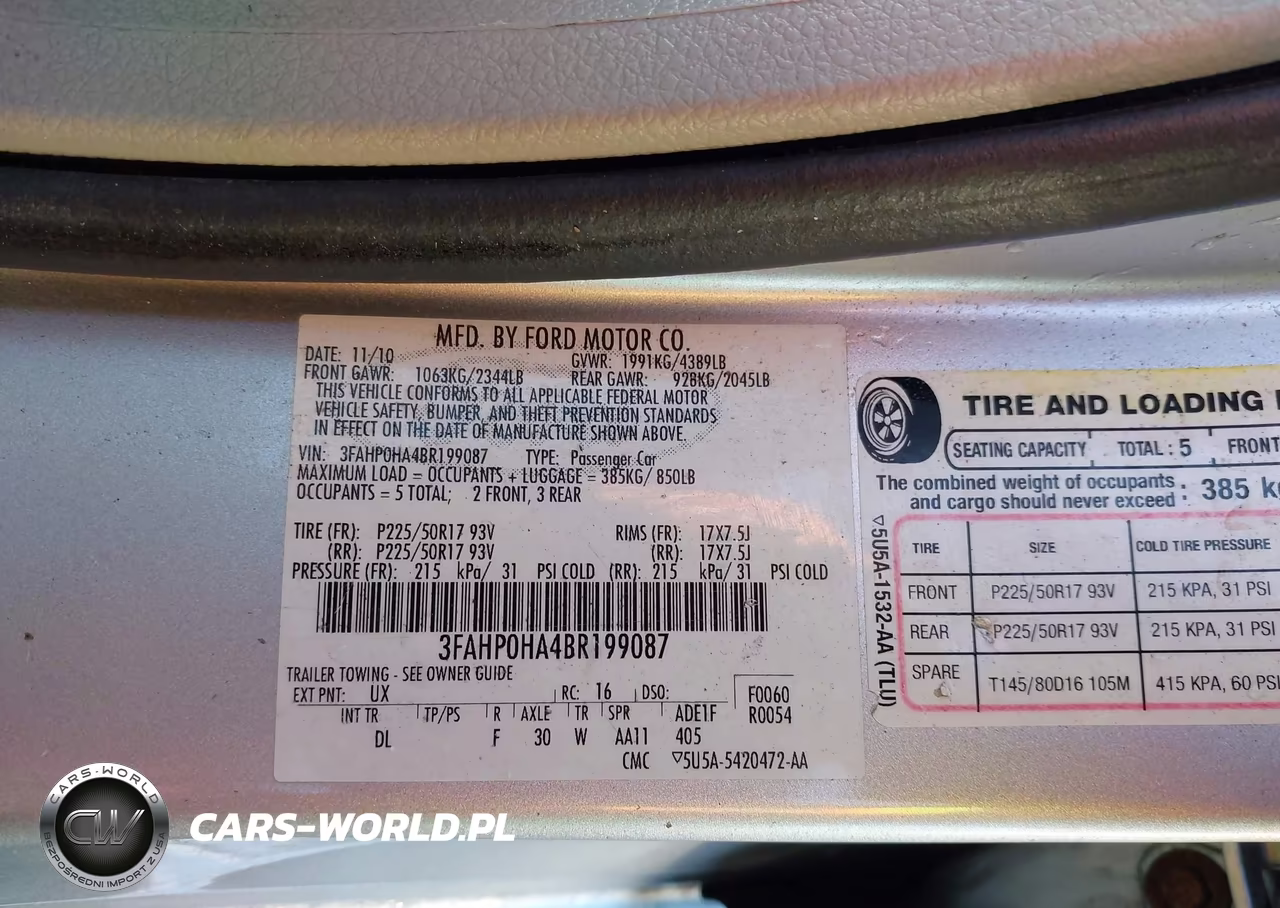 2011 FORD FUSION SE VIN:3FAHP0HA4BR199087 - 9