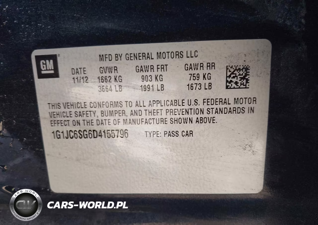 2013 Chevrolet Sonic Lt Auto VIN:1G1JC6SG6D4155796 - 9