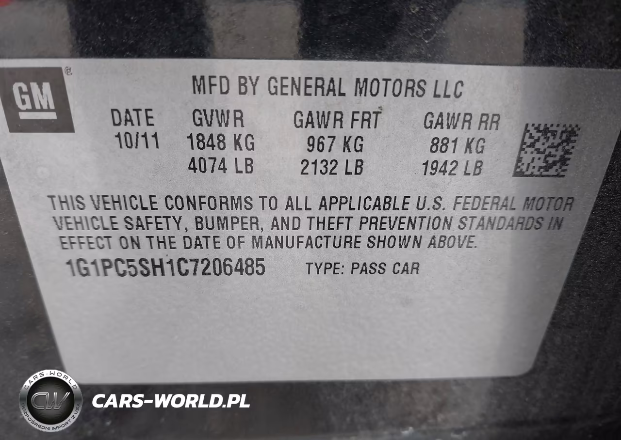 2012 Chevrolet Cruze Ls VIN:1G1PC5SH1C7206485 - 9