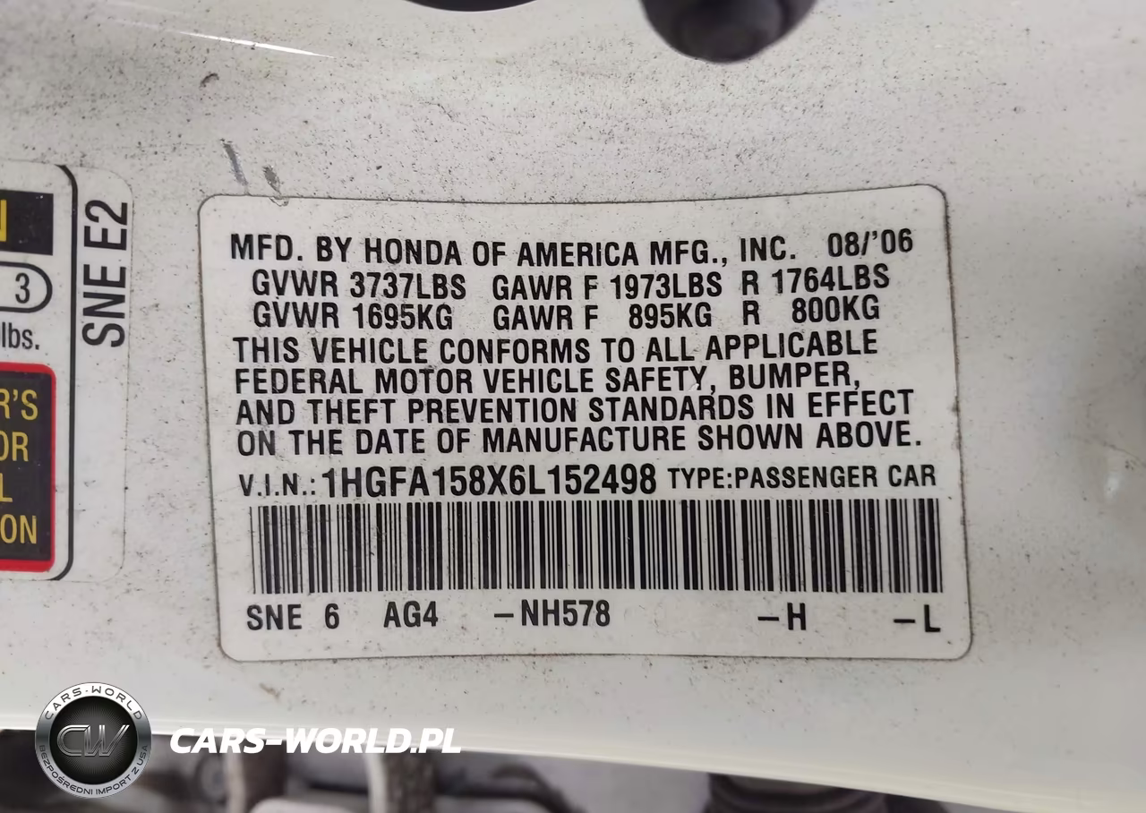 2006 Honda Civic Ex VIN:1HGFA158X6L152498 - 9
