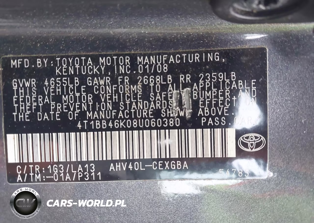 2008 Toyota Camry Hybrid VIN:4T1BB46K08U060380 - 9