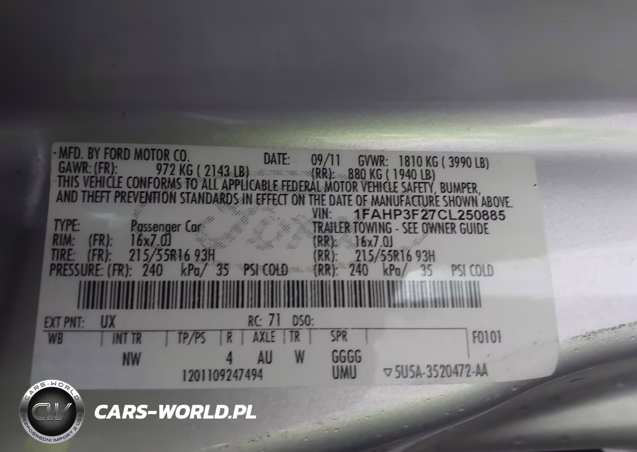 2012 Ford Focus Se VIN:1FAHP3F27CL250885 - 9