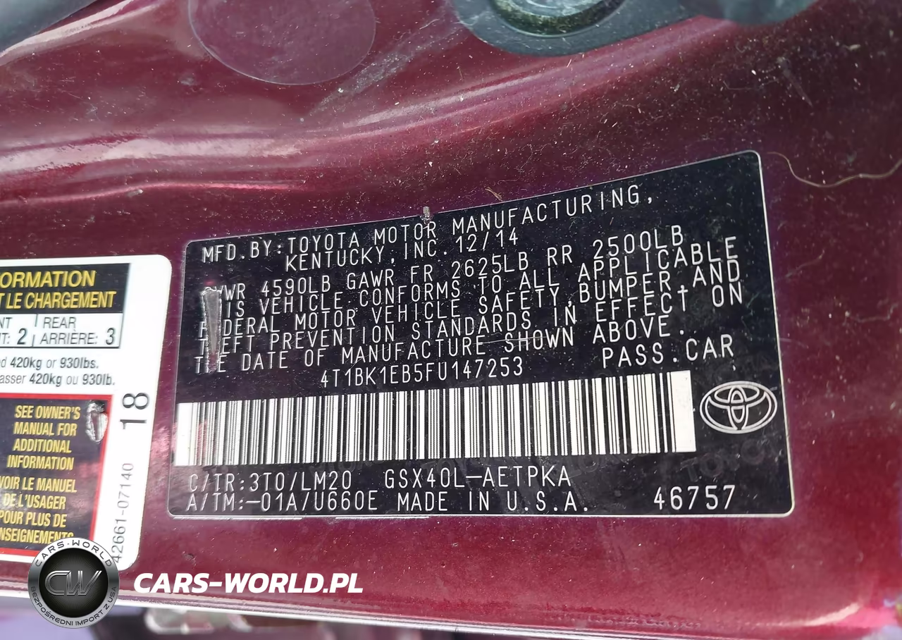 2015 Toyota Avalon Limited VIN:4T1BK1EB5FU147253 - 9