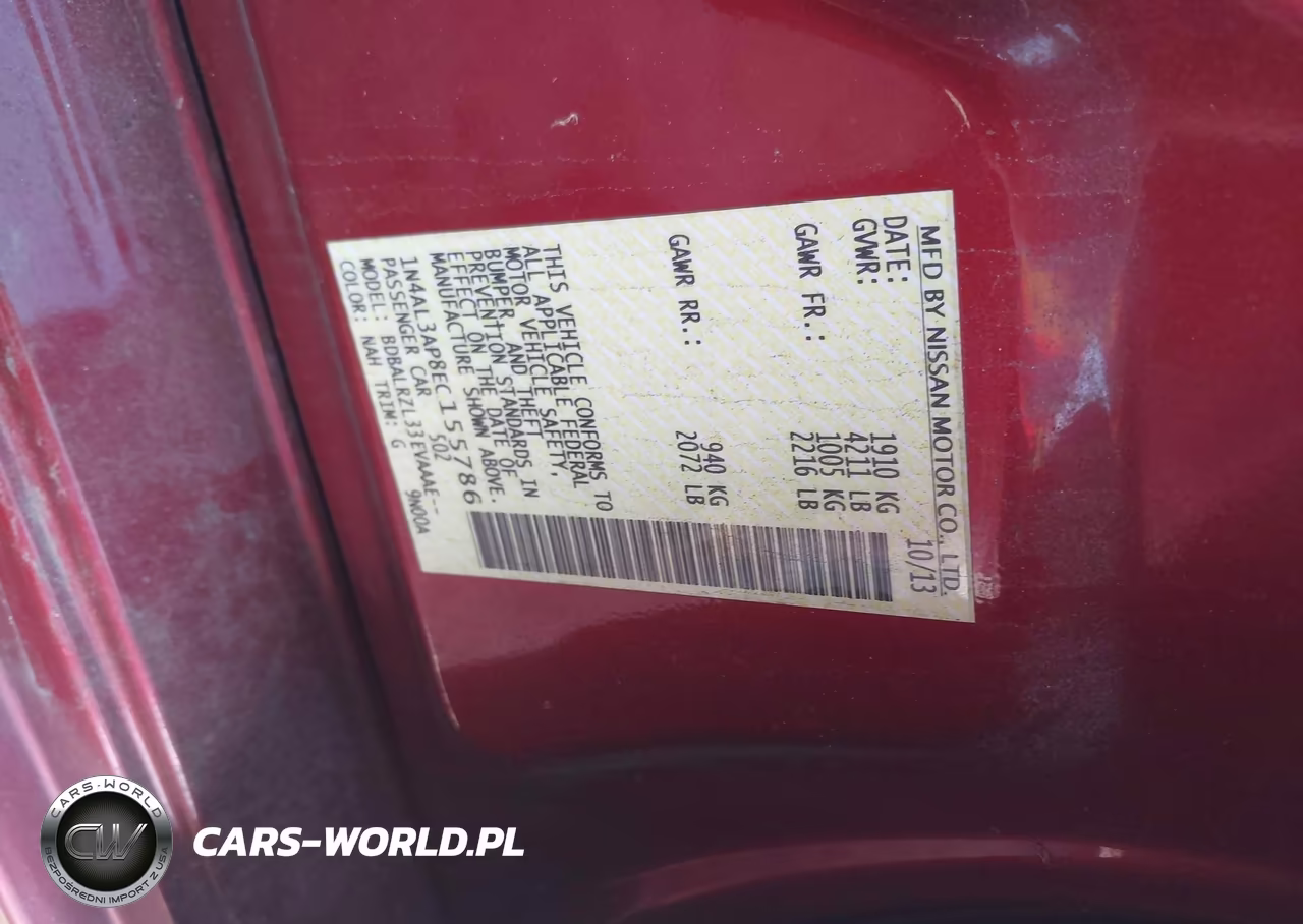 2014 Nissan Altima 2.5 S VIN:1N4AL3AP8EC155786 - 9