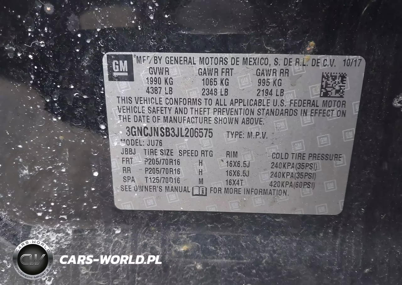 2018 Chevrolet Trax Ls VIN:3GNCJNSB3JL206575 - 9