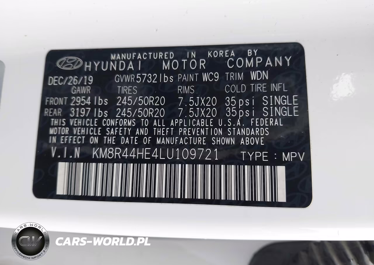 2020 Hyundai Palisade Sel VIN:KM8R44HE4LU109721 - 9