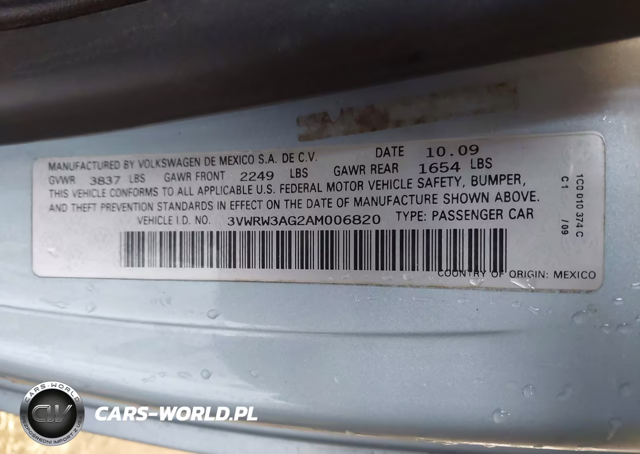 2010 Volkswagen New Beetle 2.5L VIN:3VWRW3AG2AM006820 - 9