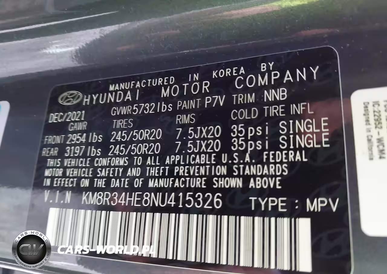 2022 Hyundai Palisade Sel VIN:KM8R34HE8NU415326 - 9