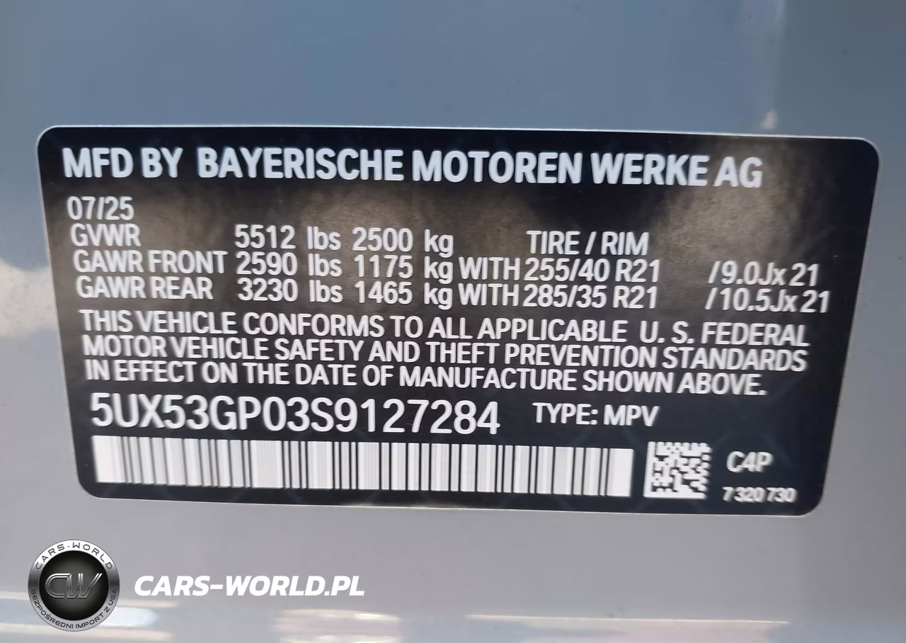 2025 BMW X3 30 xDrive VIN:5UX53GP03S9127284 - 9