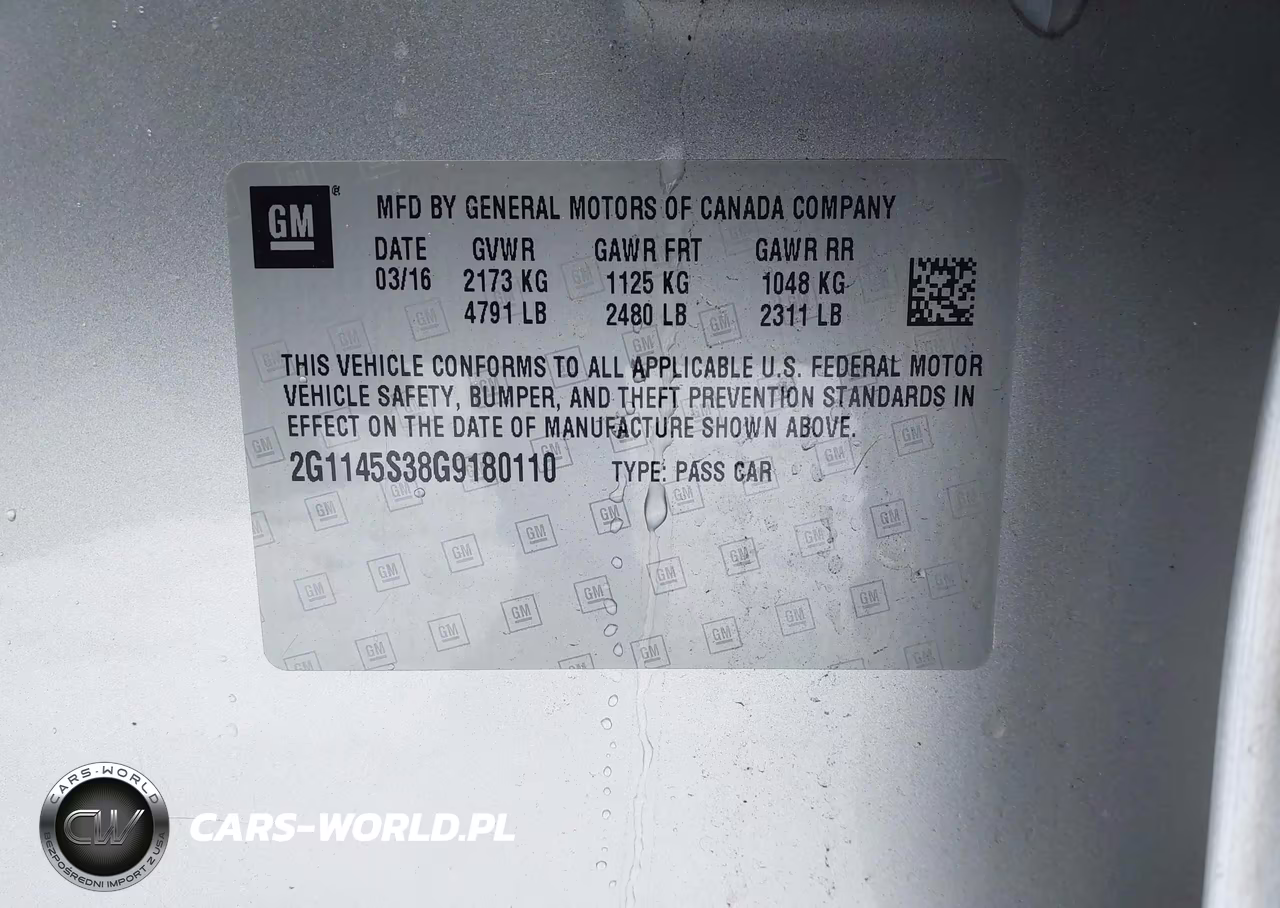2016 Chevrolet Impala 2Lz VIN:2G1145S38G9180110 - 9