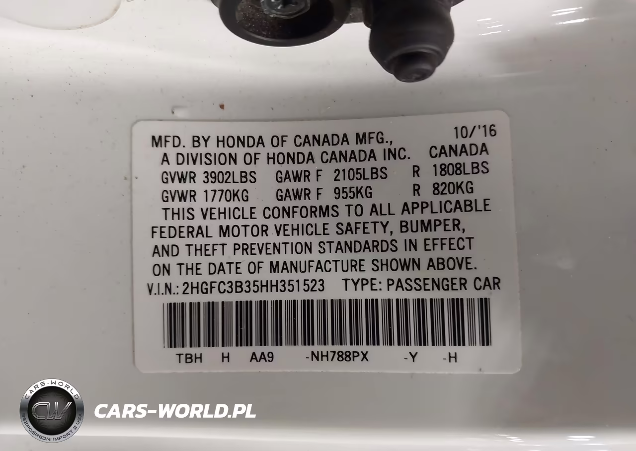 2017 Honda Civic Ex-T VIN:2HGFC3B35HH351523 - 9