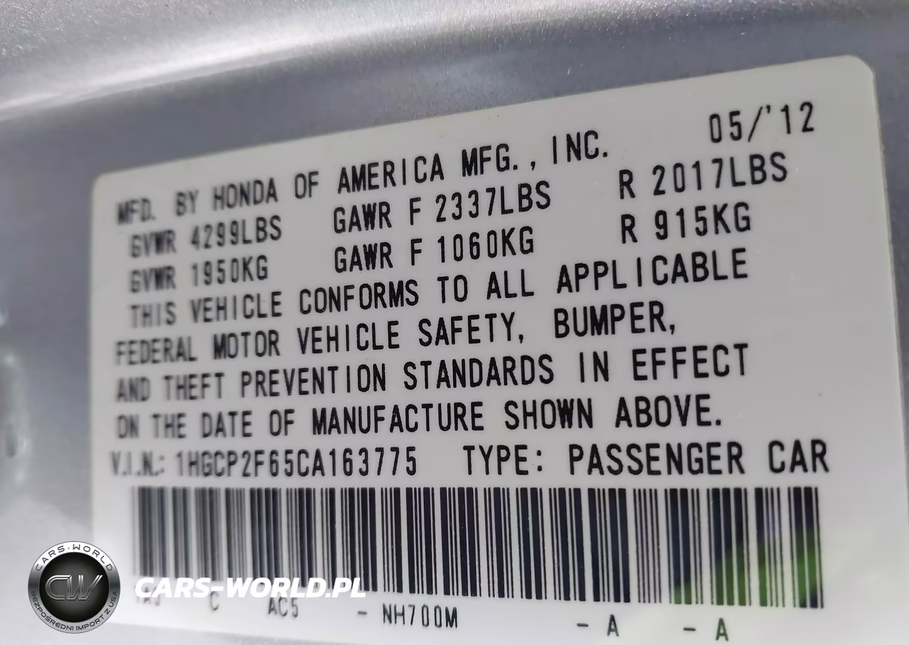 2012 Honda Accord 2.4 Se VIN:1HGCP2F65CA163775 - 9