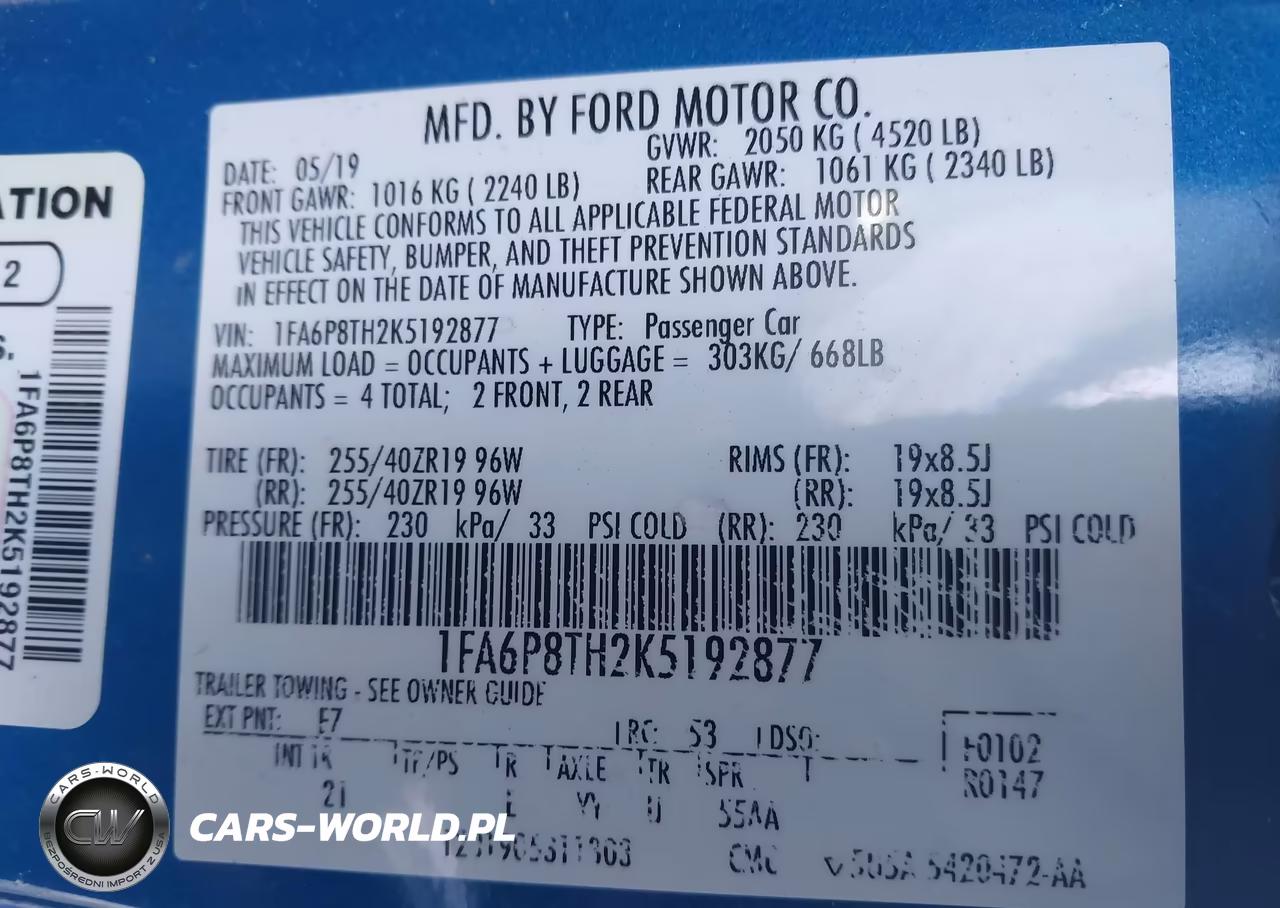 2019 Ford Mustang Ecoboost VIN:1FA6P8TH2K5192877 - 9