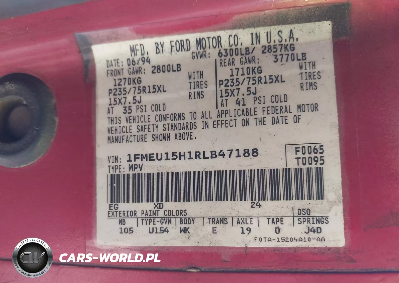 1994 Ford Bronco U100 VIN:1FMEU15H1RLB47188 - 9