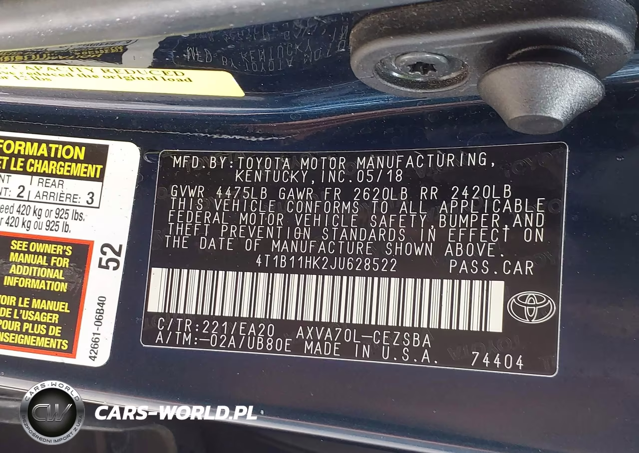 2018 Toyota Camry Se VIN:4T1B11HK2JU628522 - 9