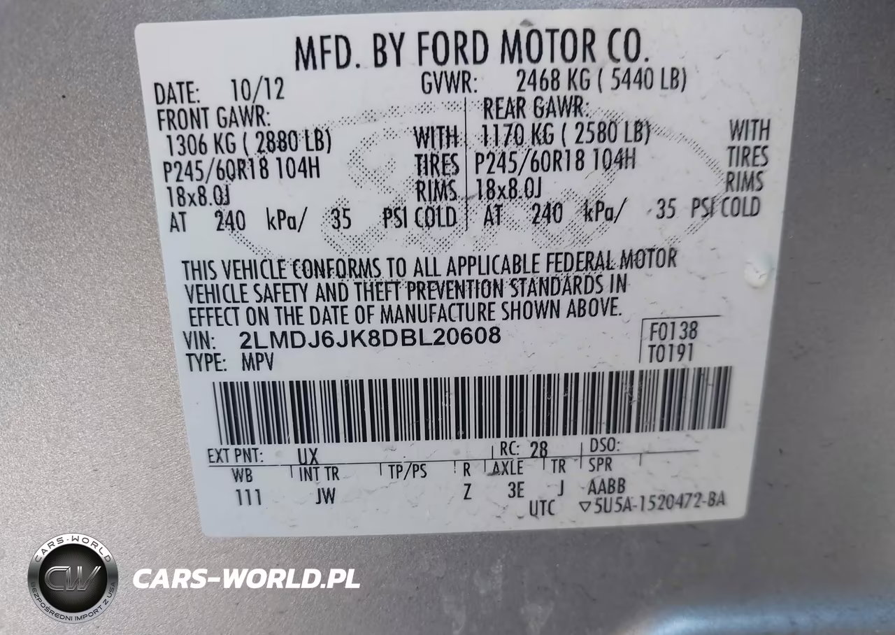 2013 Lincoln Mkx VIN:2LMDJ6JK8DBL20608 - 9