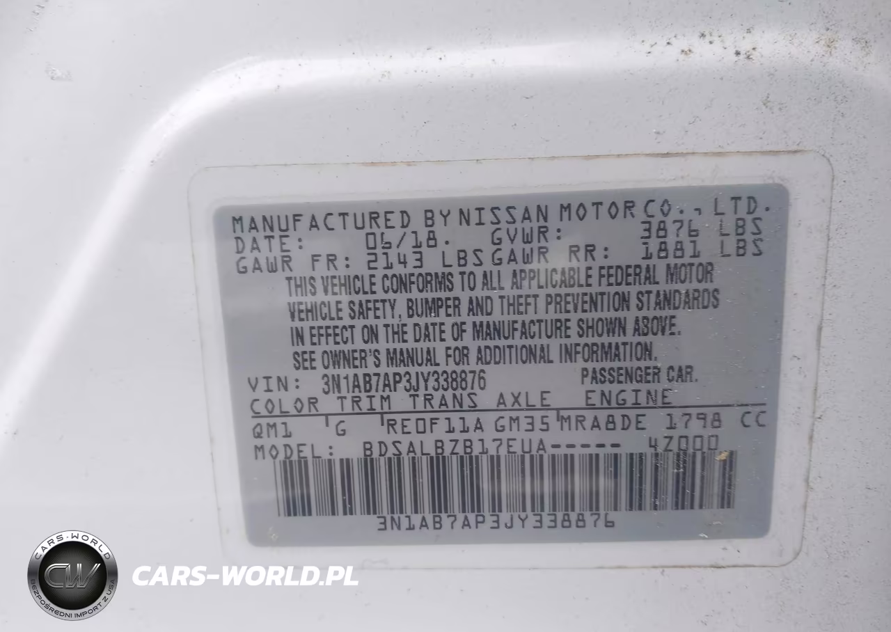 2018 Nissan Sentra S VIN:3N1AB7AP3JY338876 - 9
