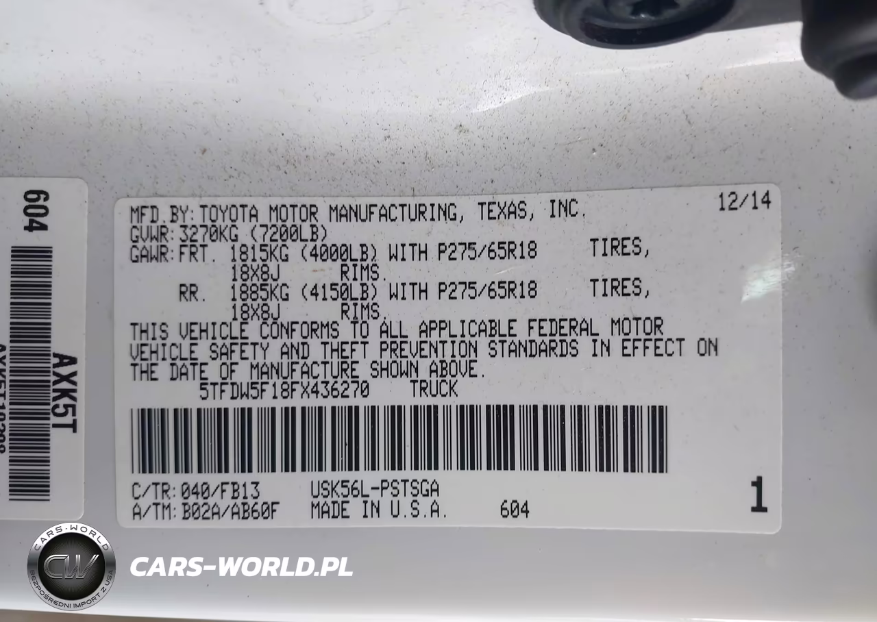 2015 Toyota Tundra Sr5 5.7L V8 VIN:5TFDW5F18FX436270 - 9