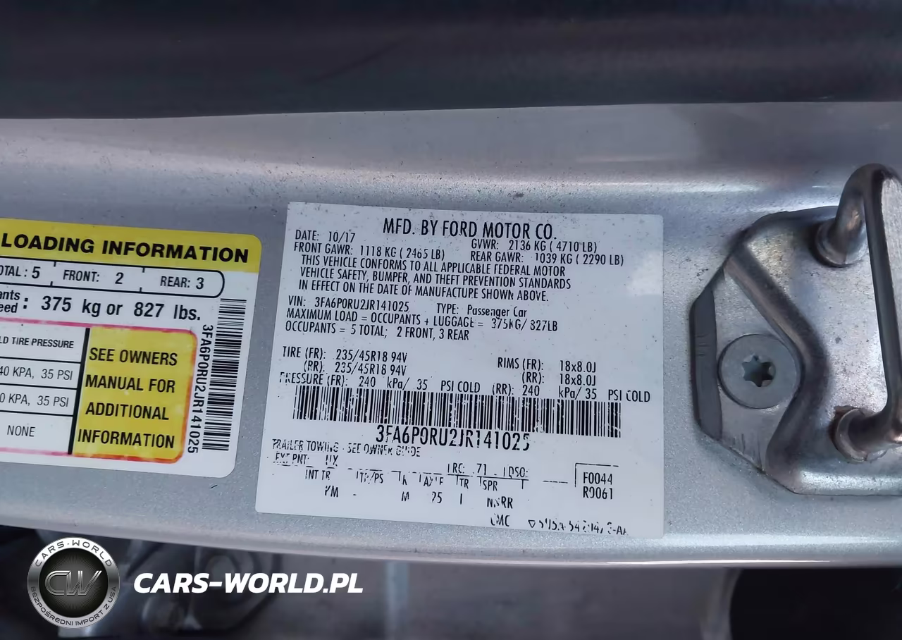 2018 Ford Fusion Hybrid Titanium VIN:3FA6P0RU2JR141025 - 9