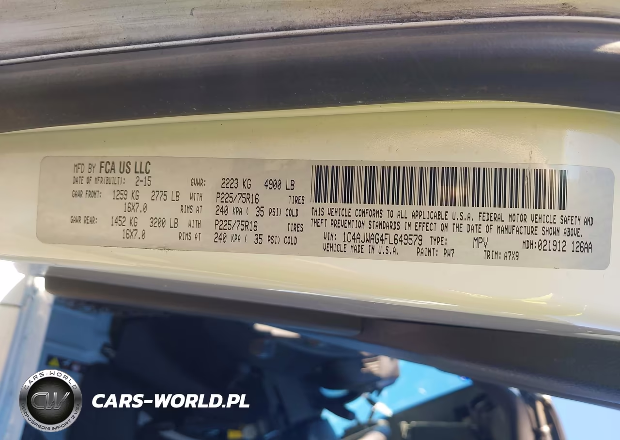 2015 Jeep Wrangler Sport VIN:1C4AJWAG4FL649579 - 9