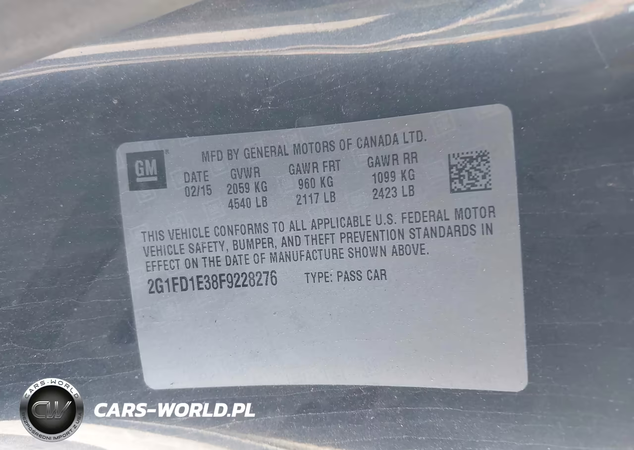 2015 Chevrolet Camaro 1Lt VIN:2G1FD1E38F9228276 - 9