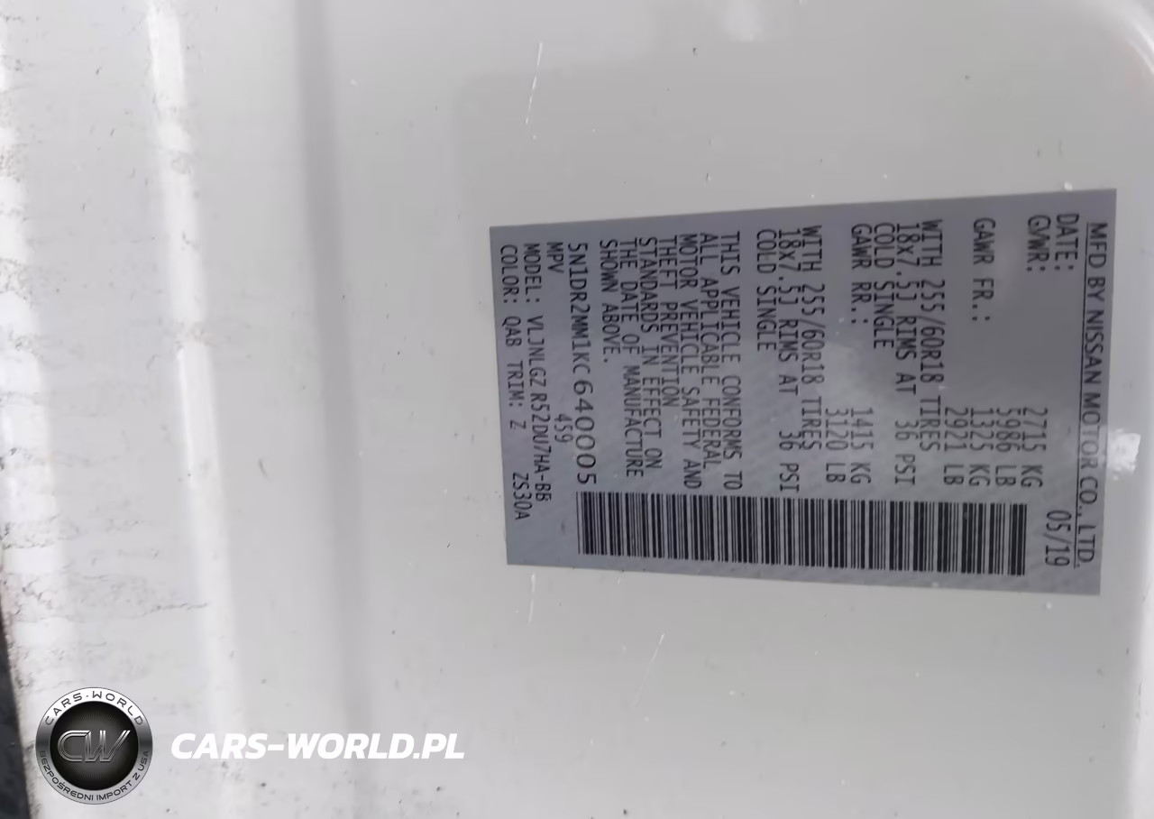 2019 Nissan Pathfinder Sl VIN:5N1DR2MM1KC640005 - 9