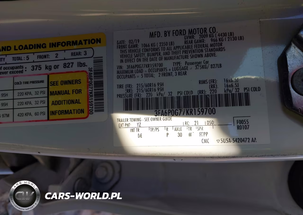 2019 Ford Fusion S VIN:3FA6P0G77KR159700 - 9
