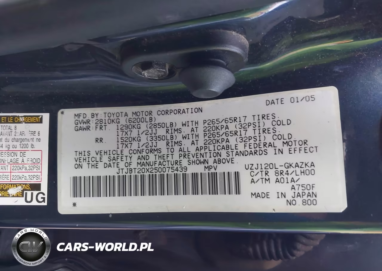 2005 Lexus Gx 470 VIN:JTJBT20X250075439 - 9