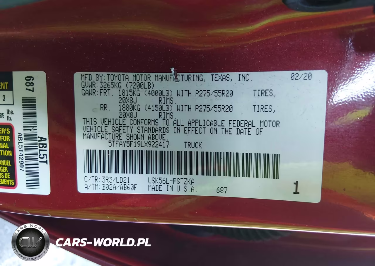 2020 Toyota Tundra 1794 Edition VIN:5TFAY5F19LX922417 - 9