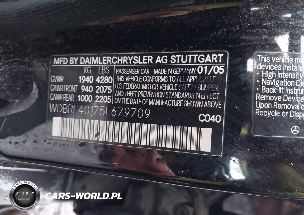 2005 Mercedes-Benz C 230 Kompressor Sport VIN:WDBRF40J75F679709 - 9