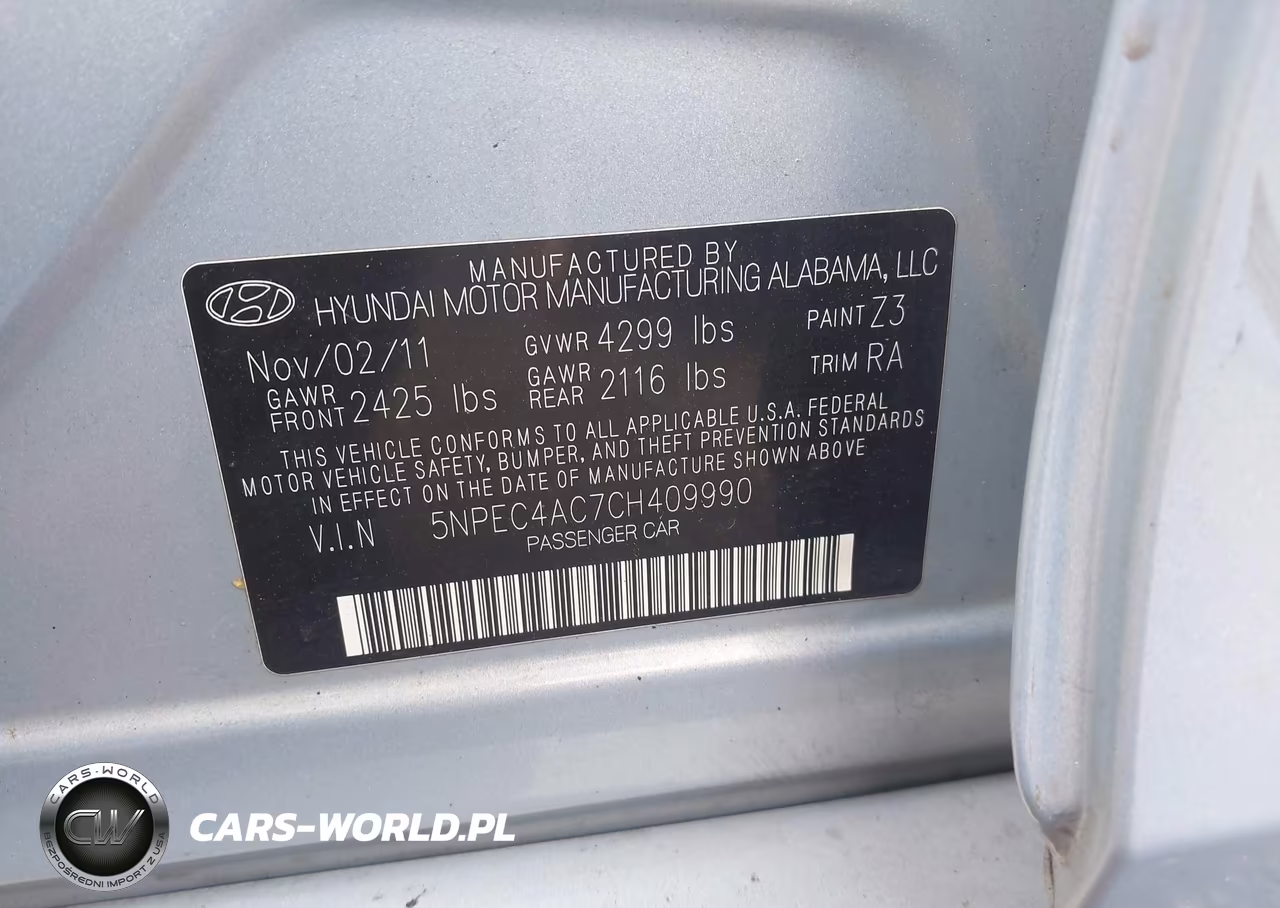 2012 Hyundai Sonata Limited VIN:5NPEC4AC7CH409990 - 9