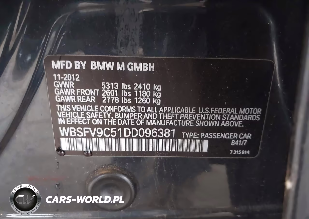 2013 BMW M5 VIN:WBSFV9C51DD096381 - 9