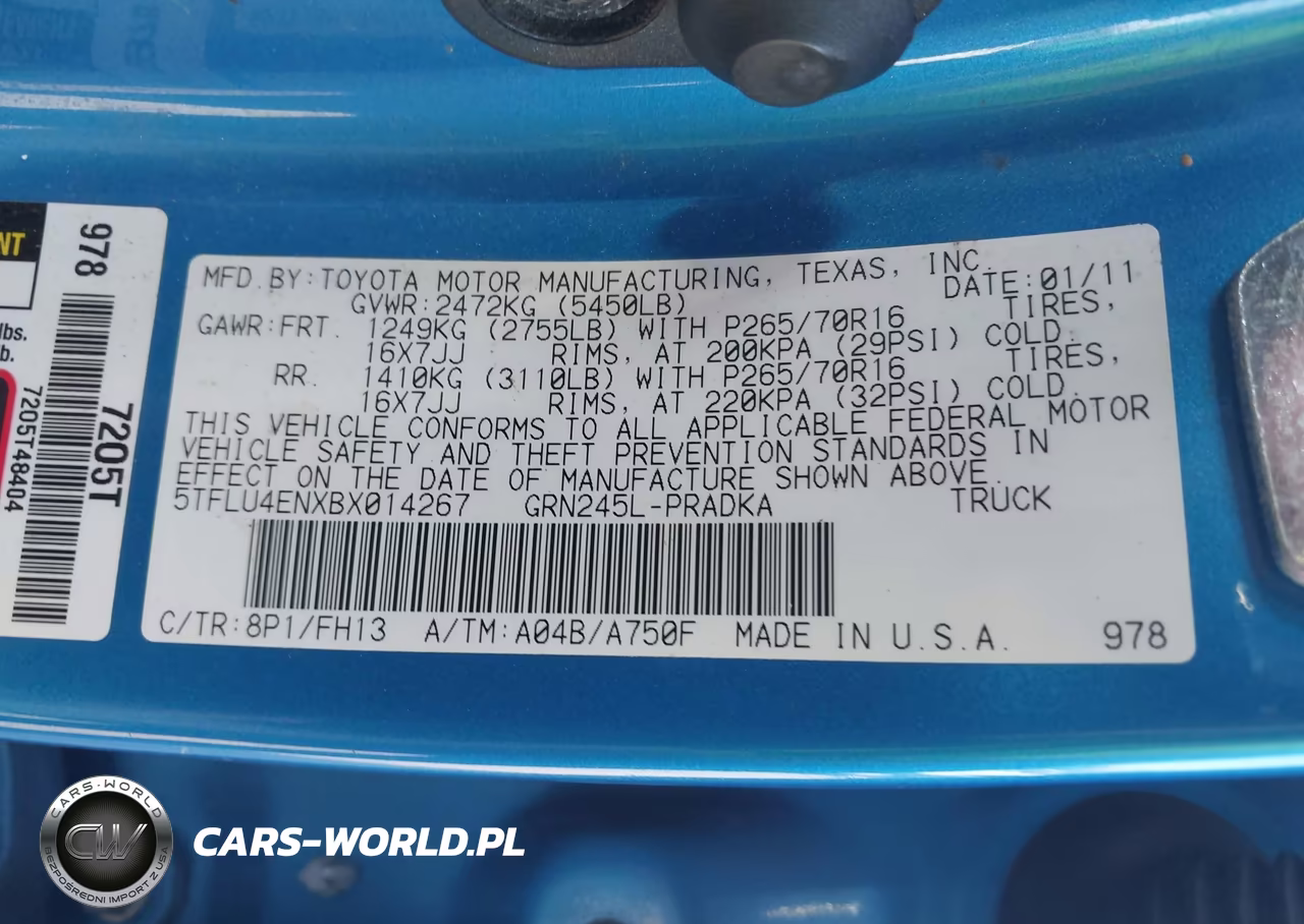 2011 Toyota Tacoma Base V6 VIN:5TFLU4ENXBX014267 - 9
