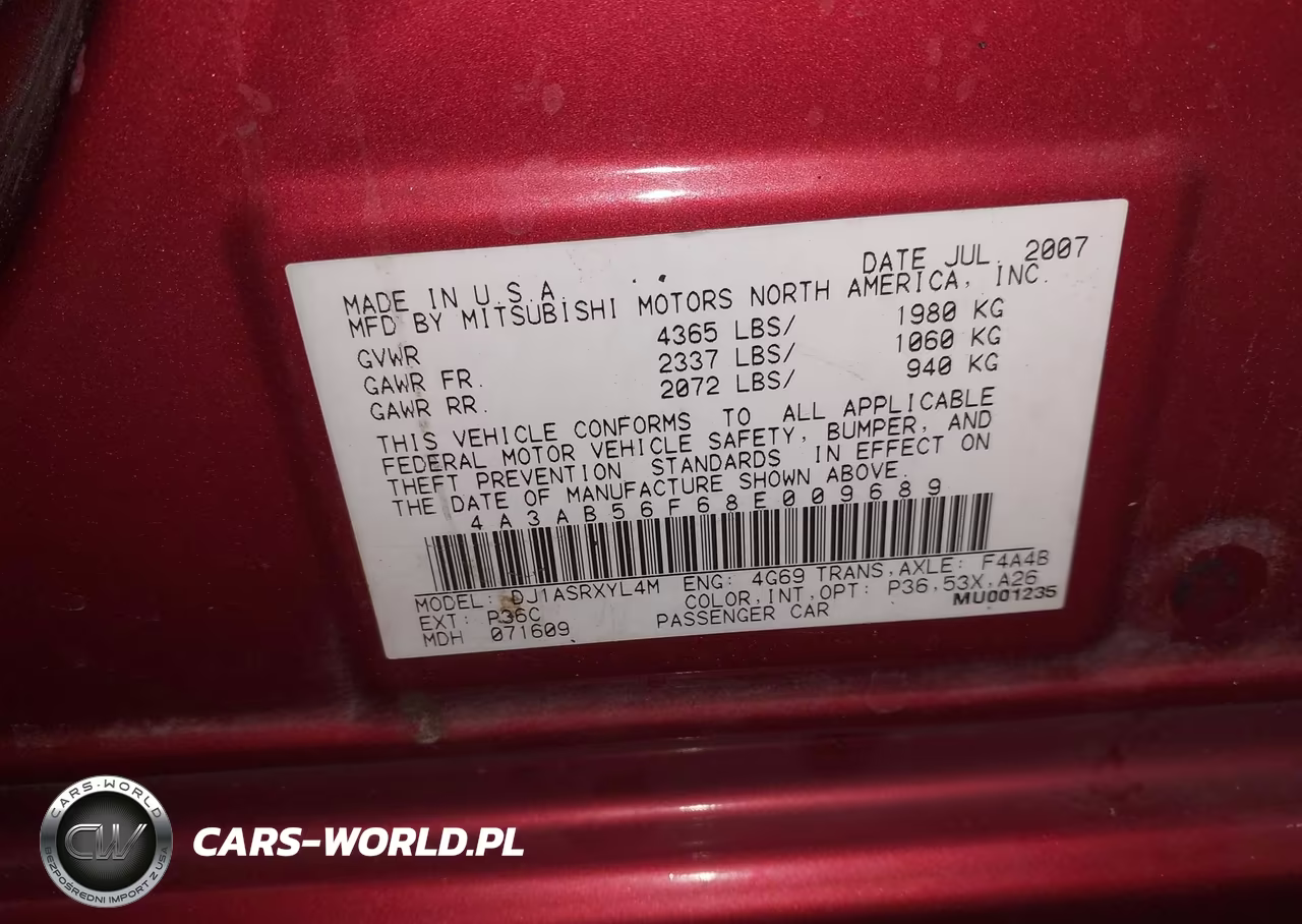 2008 Mitsubishi Galant Es VIN:4A3AB56F68E009689 - 9