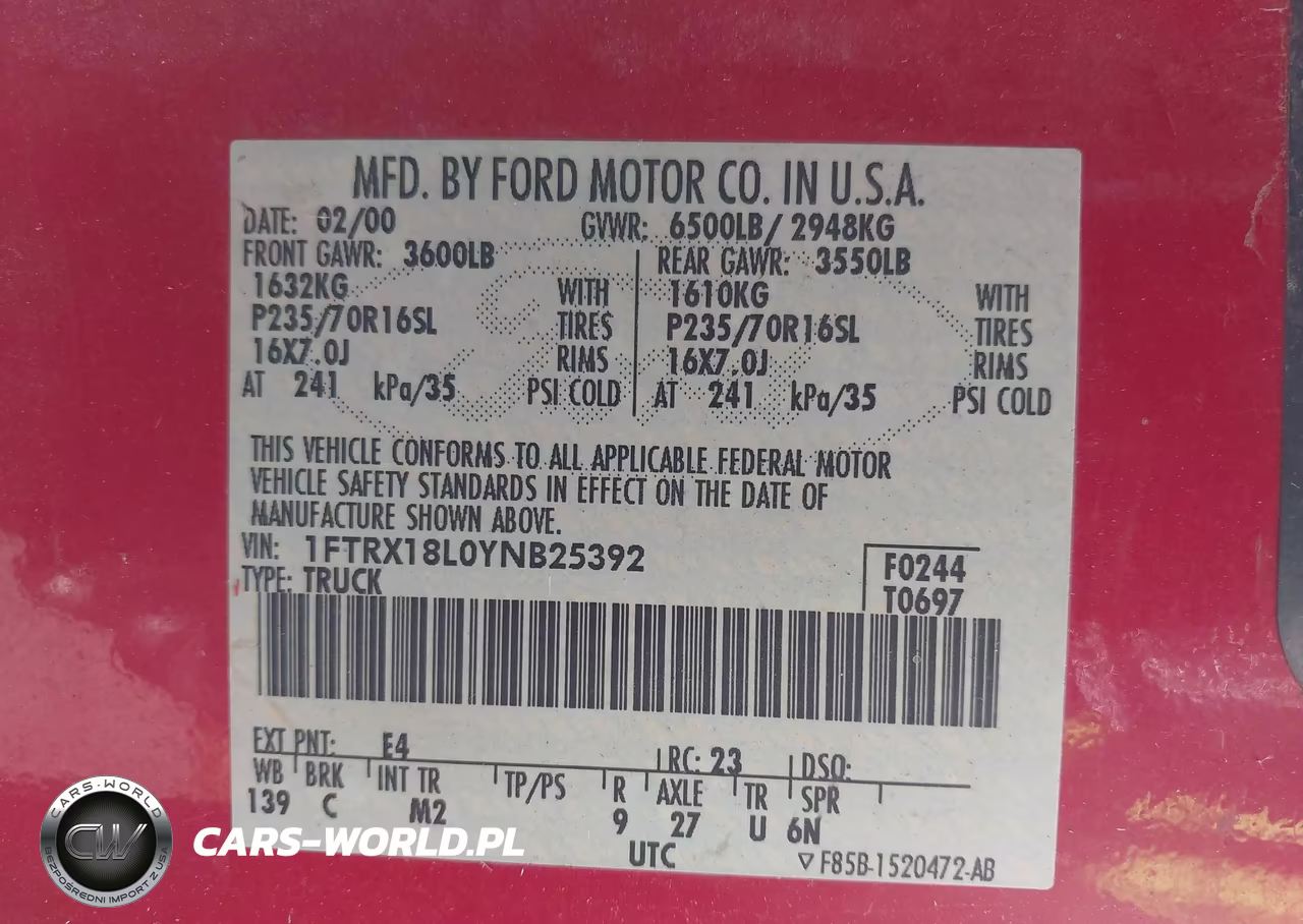 2000 Ford F-150 Lariat-Work Series-Xl-Xlt VIN:1FTRX18L0YNB25392 - 9