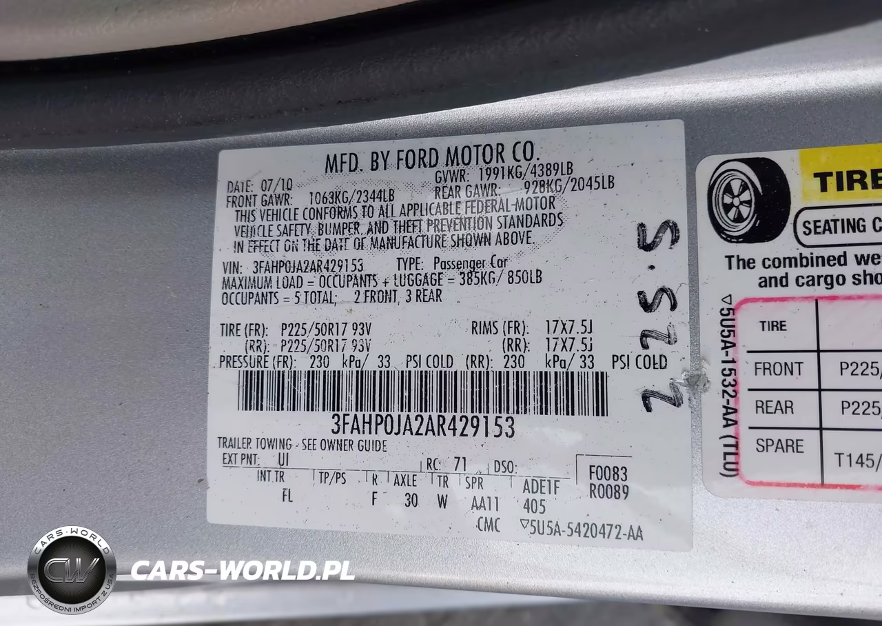 2010 Ford Fusion Sel VIN:3FAHP0JA2AR429153 - 9