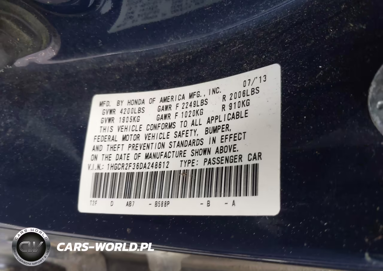 2013 Honda Accord Lx VIN:1HGCR2F36DA248612 - 9