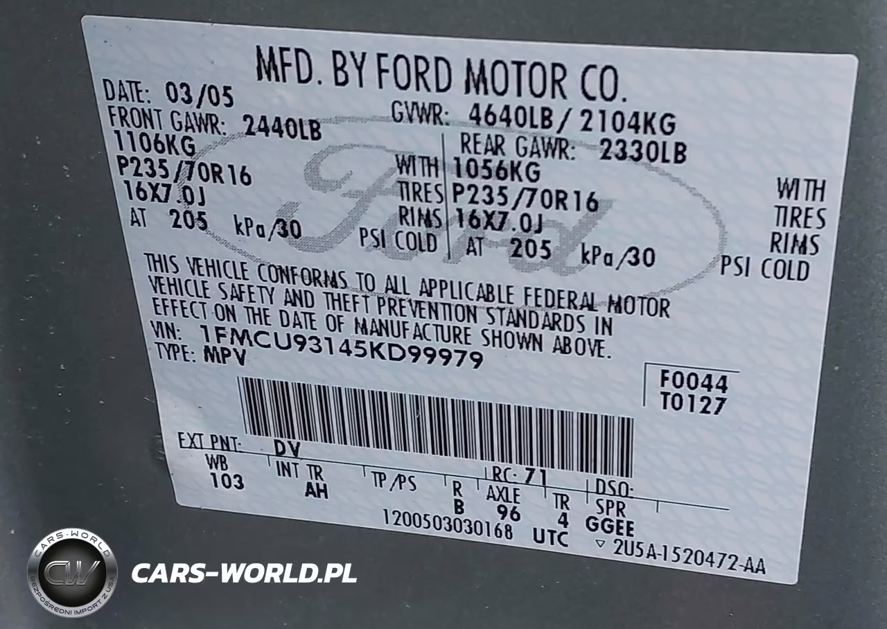 2005 Ford Escape Xlt VIN:1FMCU93145KD99979 - 9