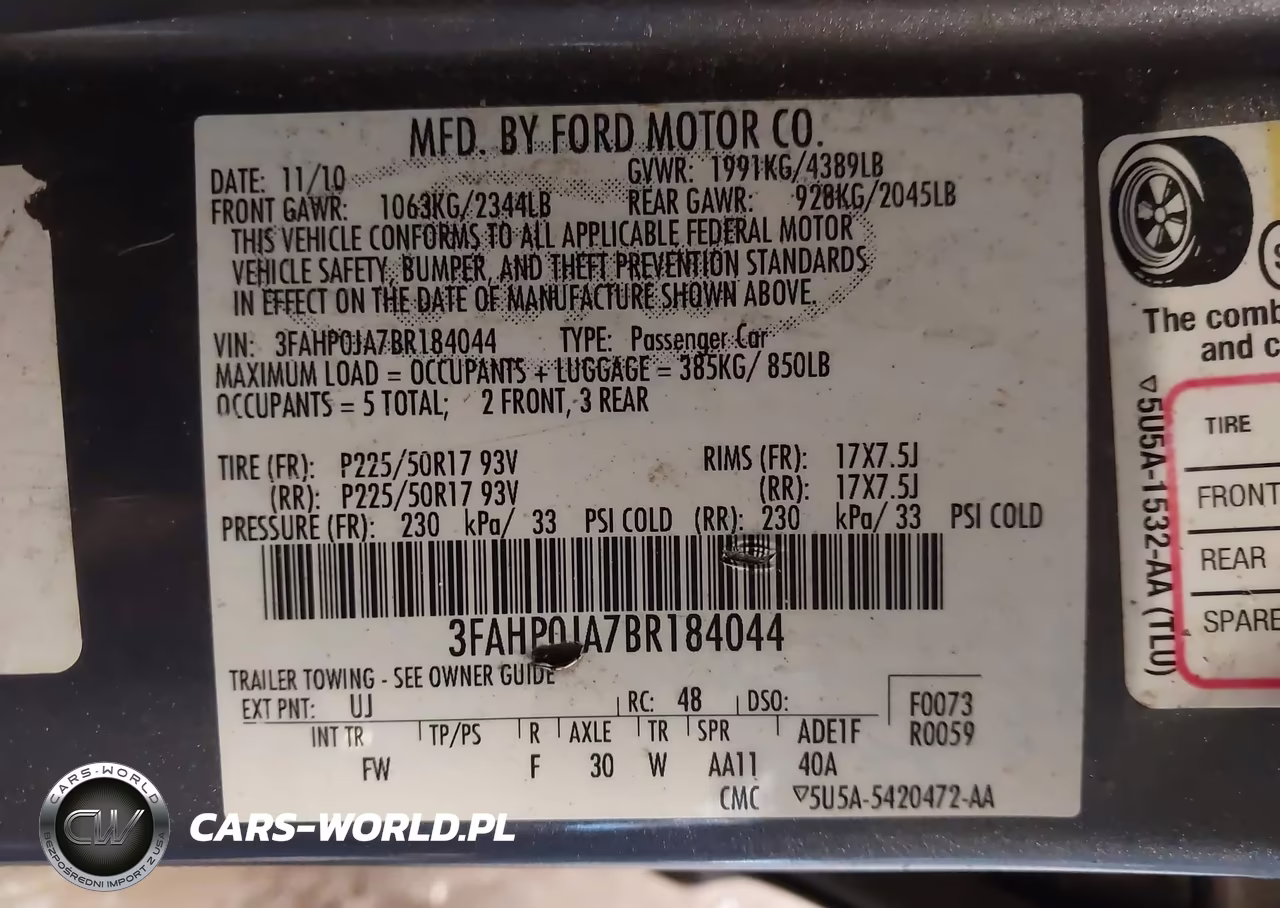 2011 Ford Fusion Sel VIN:3FAHP0JA7BR184044 - 9
