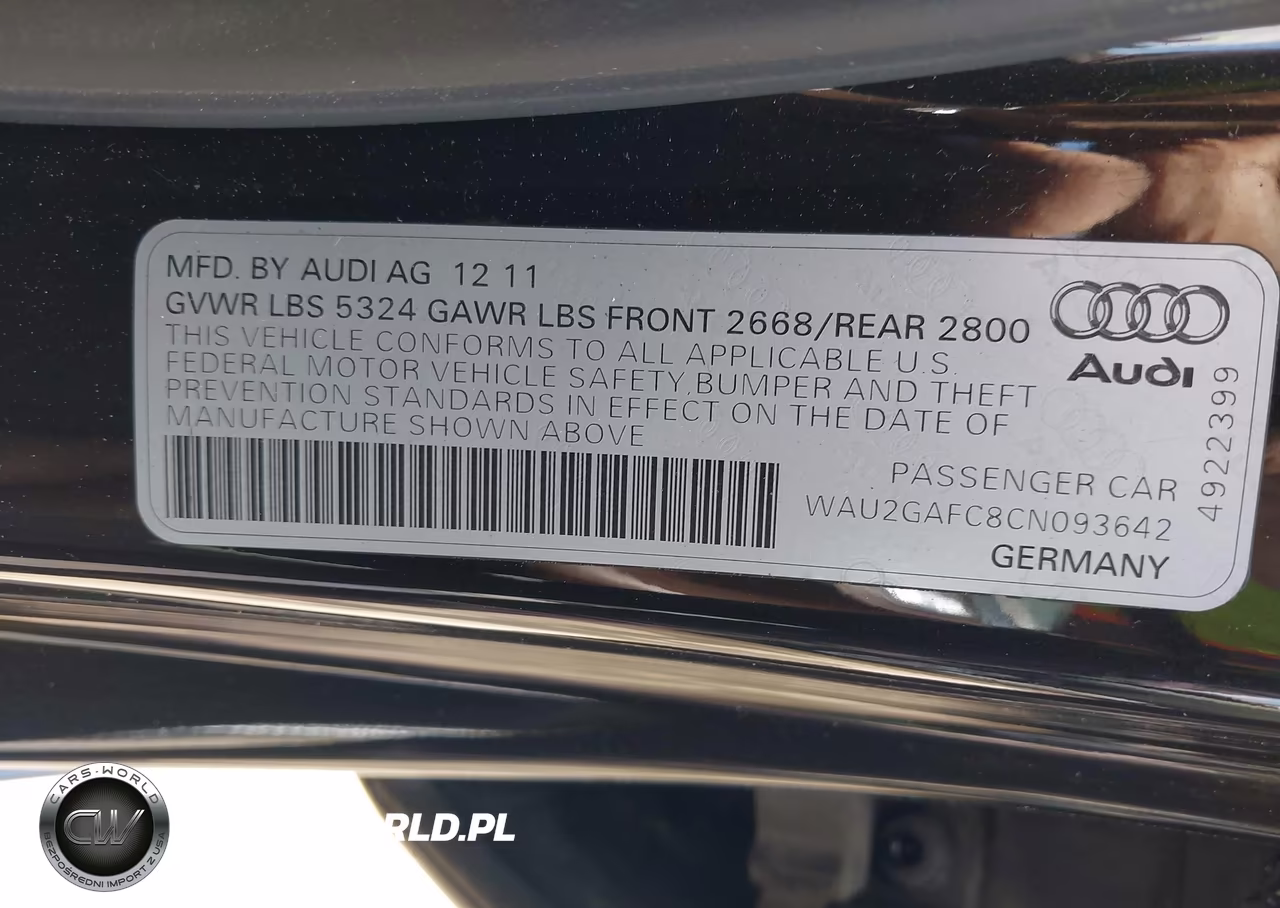 2012 Audi A7 Premium VIN:WAU2GAFC8CN093642 - 9