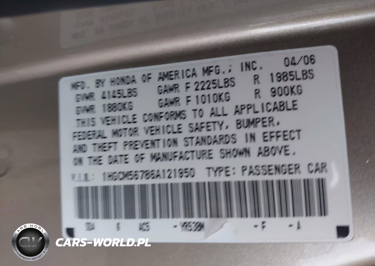 2006 Honda Accord 2.4 Ex VIN:1HGCM56786A121950 - 9