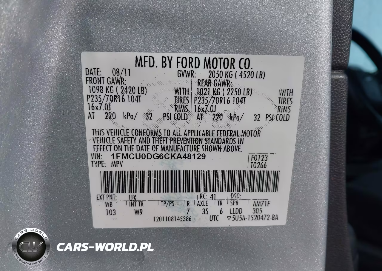2012 Ford Escape Xlt VIN:1FMCU0DG6CKA48129 - 9